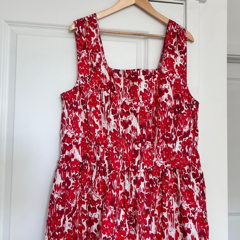 NWT Aureta Square Neck Corset A-Le Dress Midi Women’s 2X‎ Red Bloomcore Romantic - Picture 2 of 13